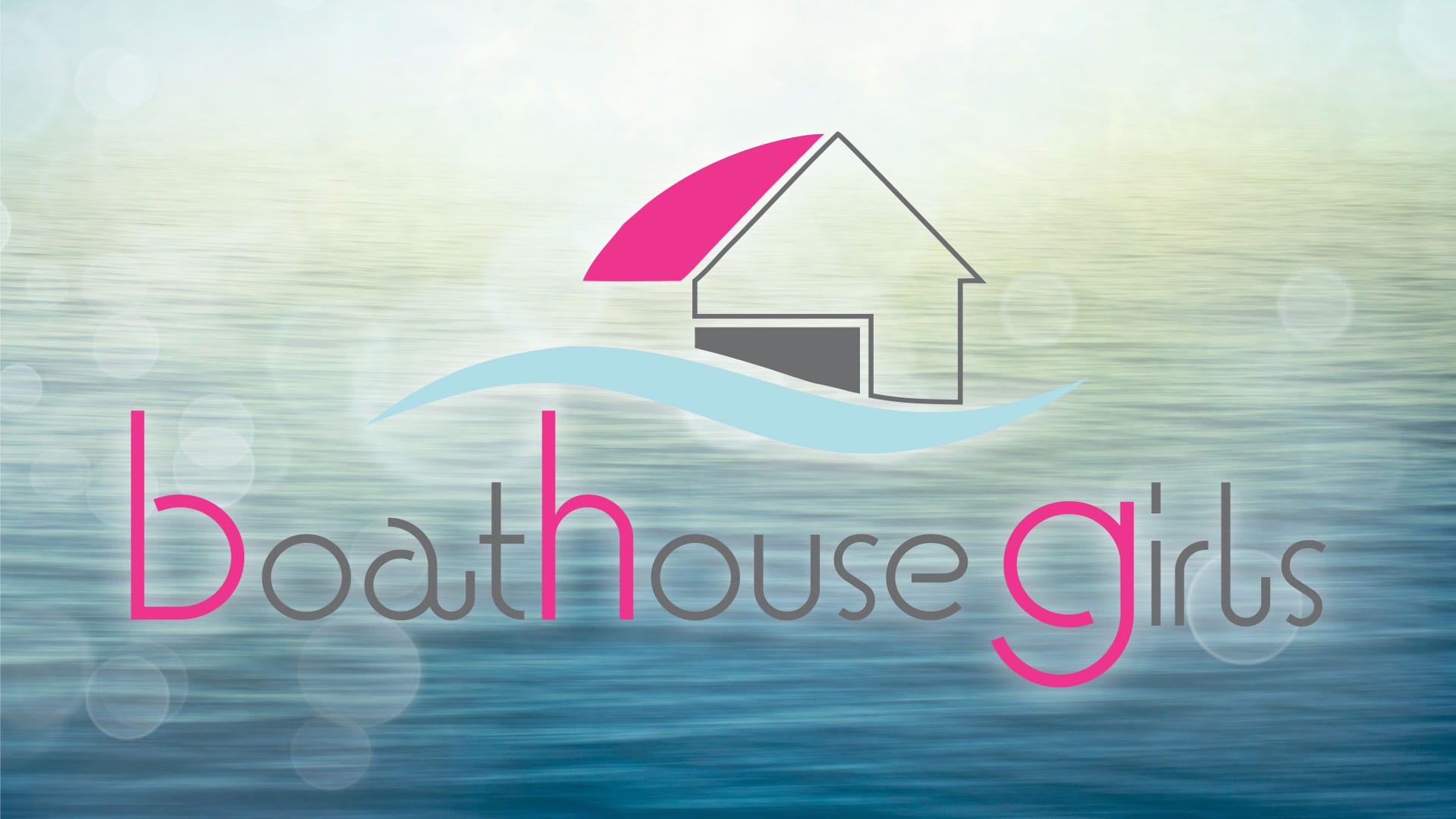 Relaxed houseboat logo on water, representing The BoatHouse Girls Podcast.